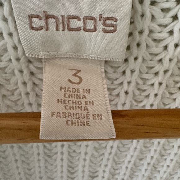 Western Boho bohemian 70s White Fringe Cardigan Sweater Chicos Size 16 (3) - Picture 5 of 11